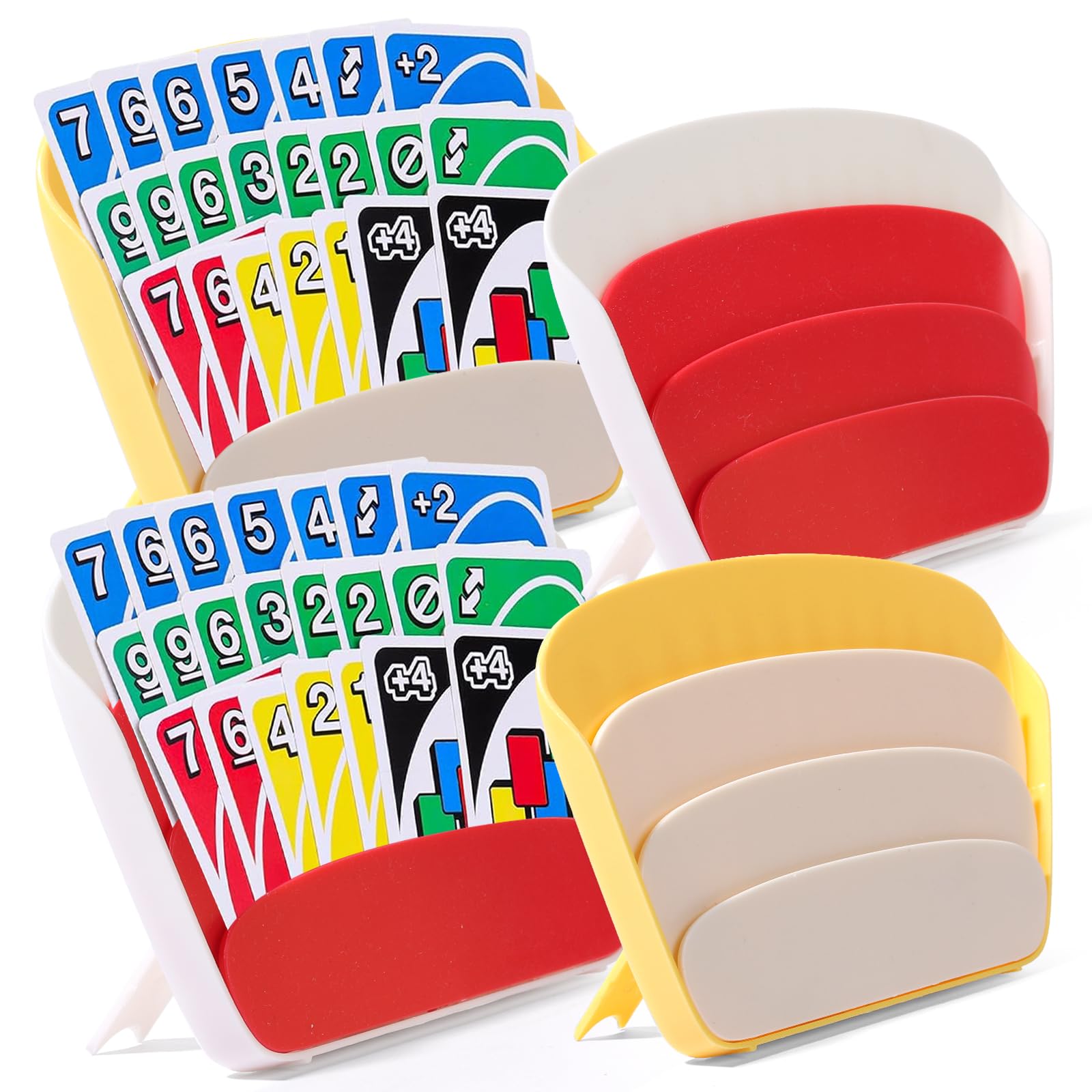 4-Pack Card Holders for Playing Card — with Tabletop Foldable Stand, 3-Layer Design. Ideal for The Elderly, Small Hands, Those with Joint Issues.