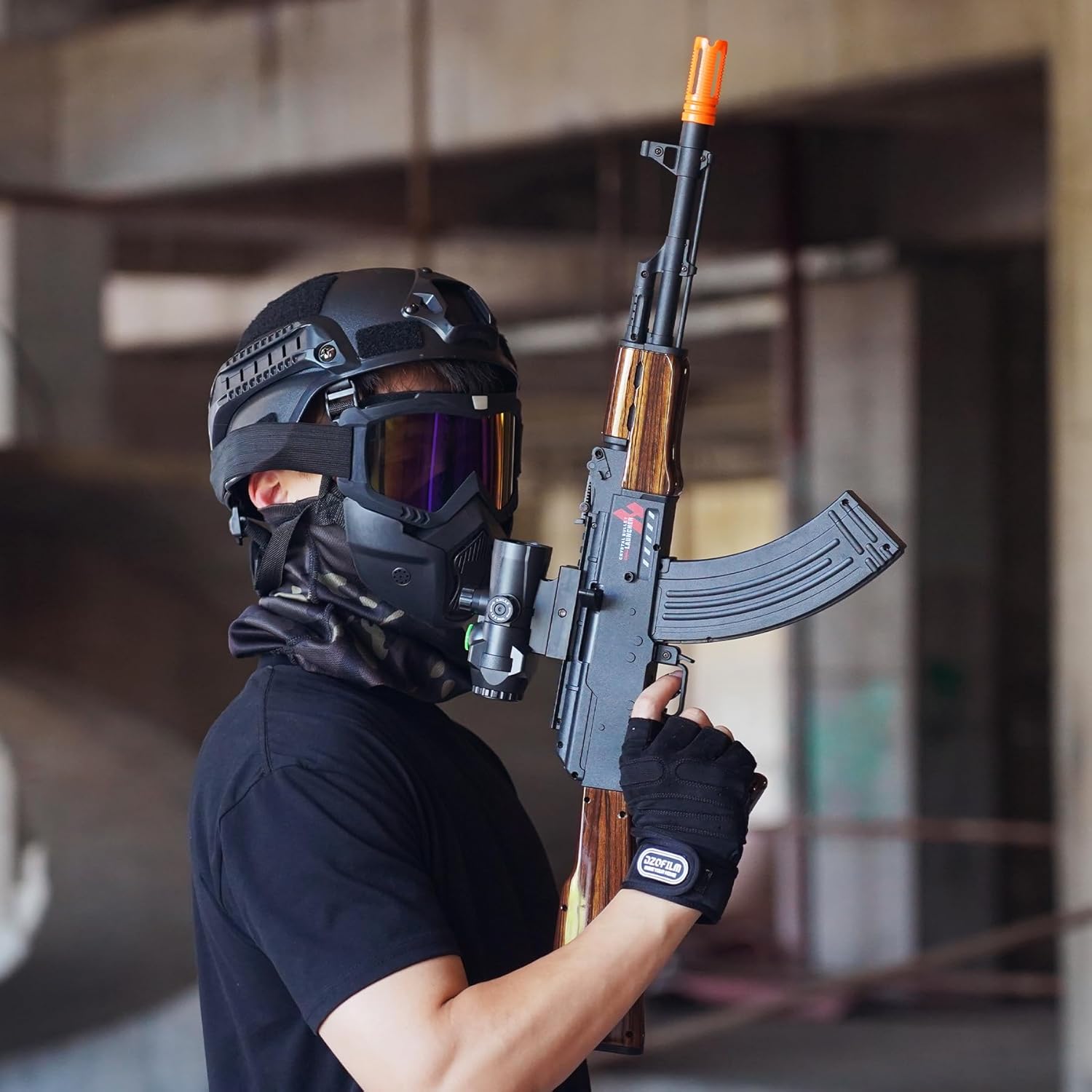 Automatic Blaster Nylon Body, Foam Blaster, Outdoor Shooting Acitivity, Age 18+ (Brown)