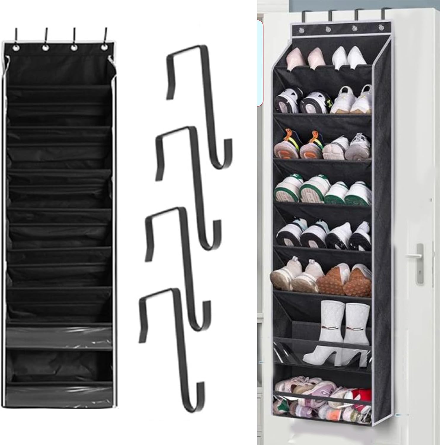 8 Layer Door Hanging Shoe Rack Spacious Shoes Organiser with Large Pocket Footwear Holder Home Organization Versatile Storage