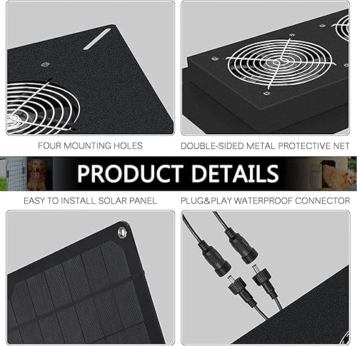 Miniatura 2 de Kit de ventilador de panel solar ventilador de 10 W 12 V alimentado por energía solar al aire libre impermeable ventilador de escape portátil con