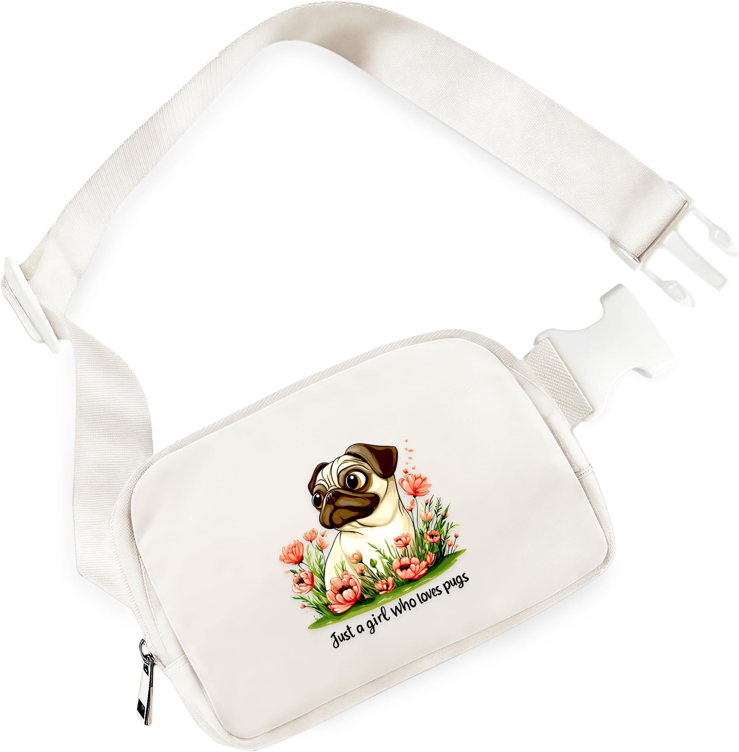 Pug Mini Belt Bag for Teens Girls Kids for Workout Running Traveling Hiking, Pug Lovers Gift Items Things Decor Merch, Fanny Pack, Waist Packs, Crossbody Bags with Adjustable Strap!