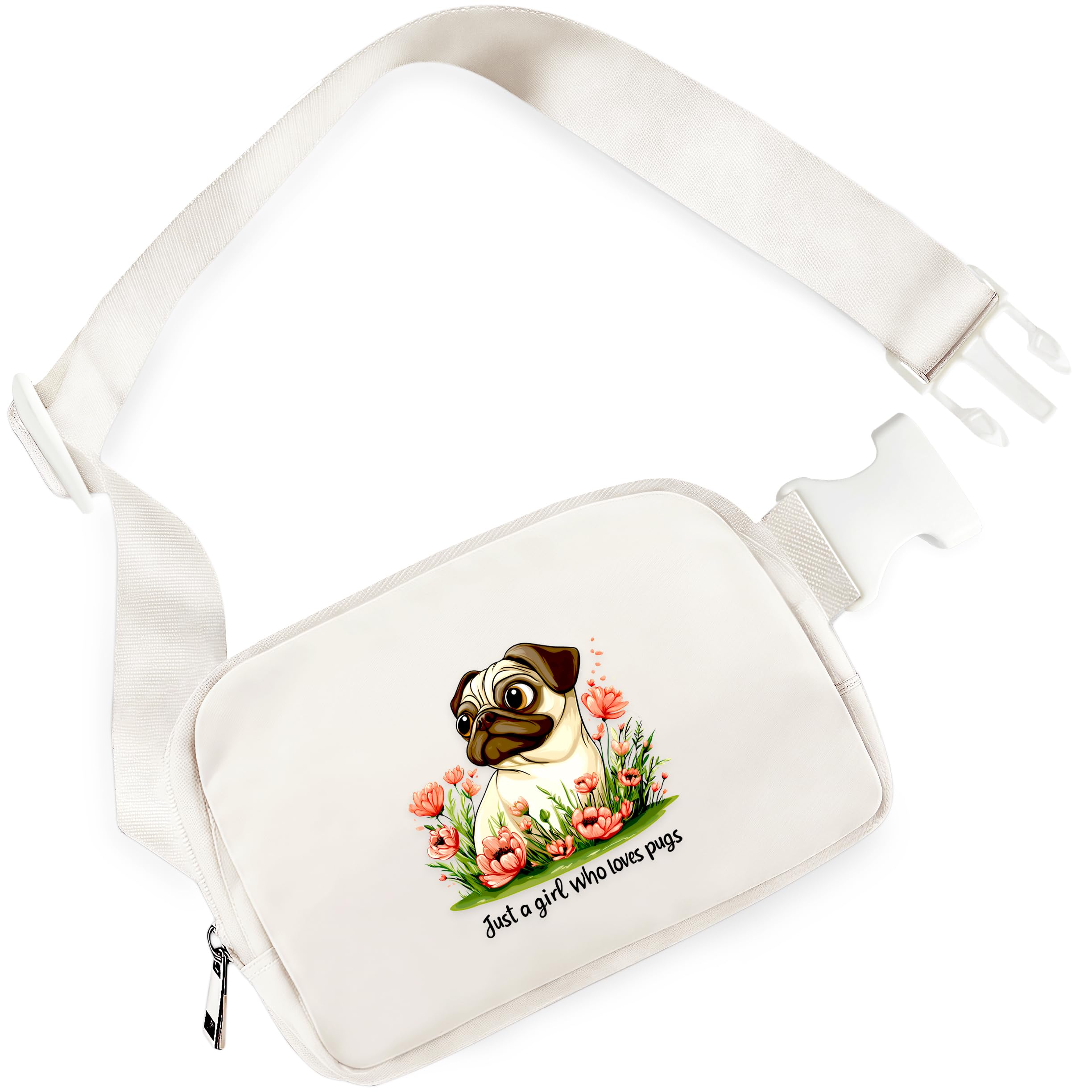 Pug Mini Belt Bag for Teens Girls Kids for Workout Running Traveling Hiking, Pug Lovers Gift Items Things Decor Merch, Fanny Pack, Waist Packs, Crossbody Bags with Adjustable Strap!