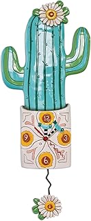 Allen Designs P1856 Whimsical Cactus Pendulum Wall Clock Desert Bloom