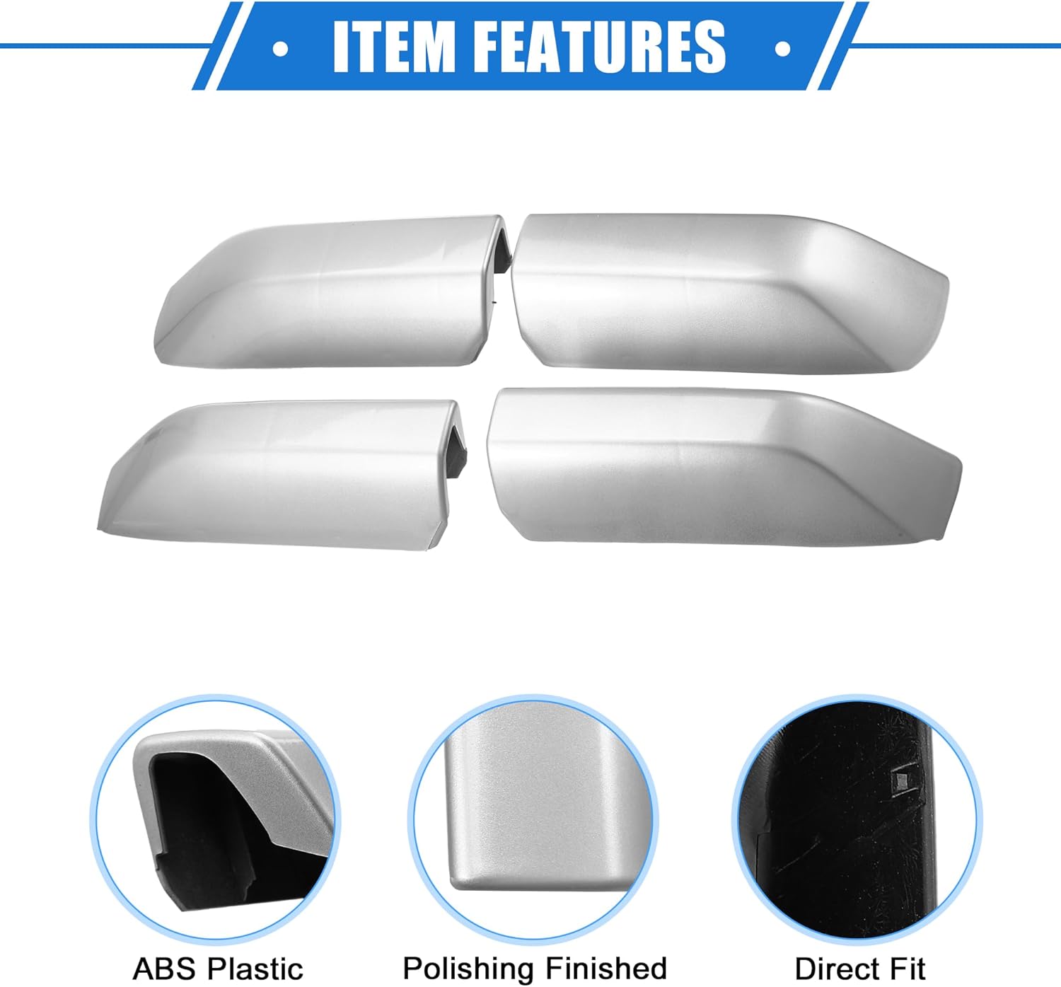 4pcs Car Roof Rack Side Rails End Cover Shell Cap Compatible for Toyota 4Runner N280 2010-2022, Durable Plastic Silver Tone Cargo Rack Legs Protection