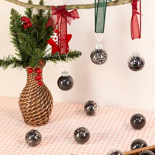 Miniatura 7 de 24 adornos de bola de Navidad transparentes inastillables, esferas decorativas de Navidad, esferas delicadas para decoración (2.36 pulgadas, negro)