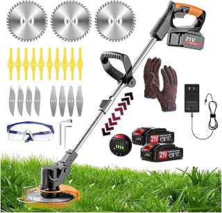 Electric Weed Wacker 21V Cordless with Adjustable Pole, 4 in 1 Lightweight Weed Wacker Eater Brush Cutter with Battery and Charger, Grass Trimmer for Gardening and Yard Clearing Black