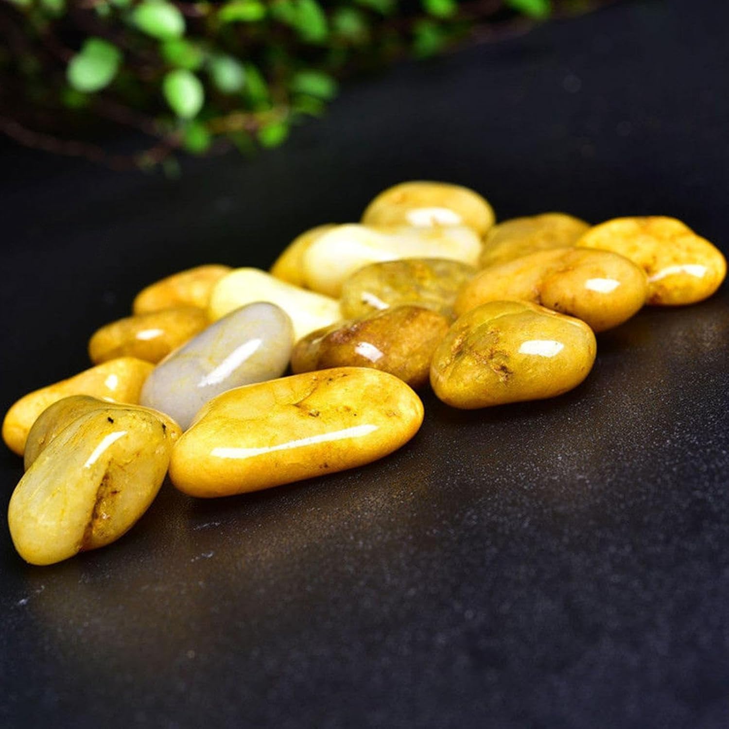 2.2 Pound Tumbled Polished Stones - Natural Yellow Jade Healing Crystals for Decoration - Rock Collection - Reiki Gemstone Gifts - Fountain Tumbles,3-5cm