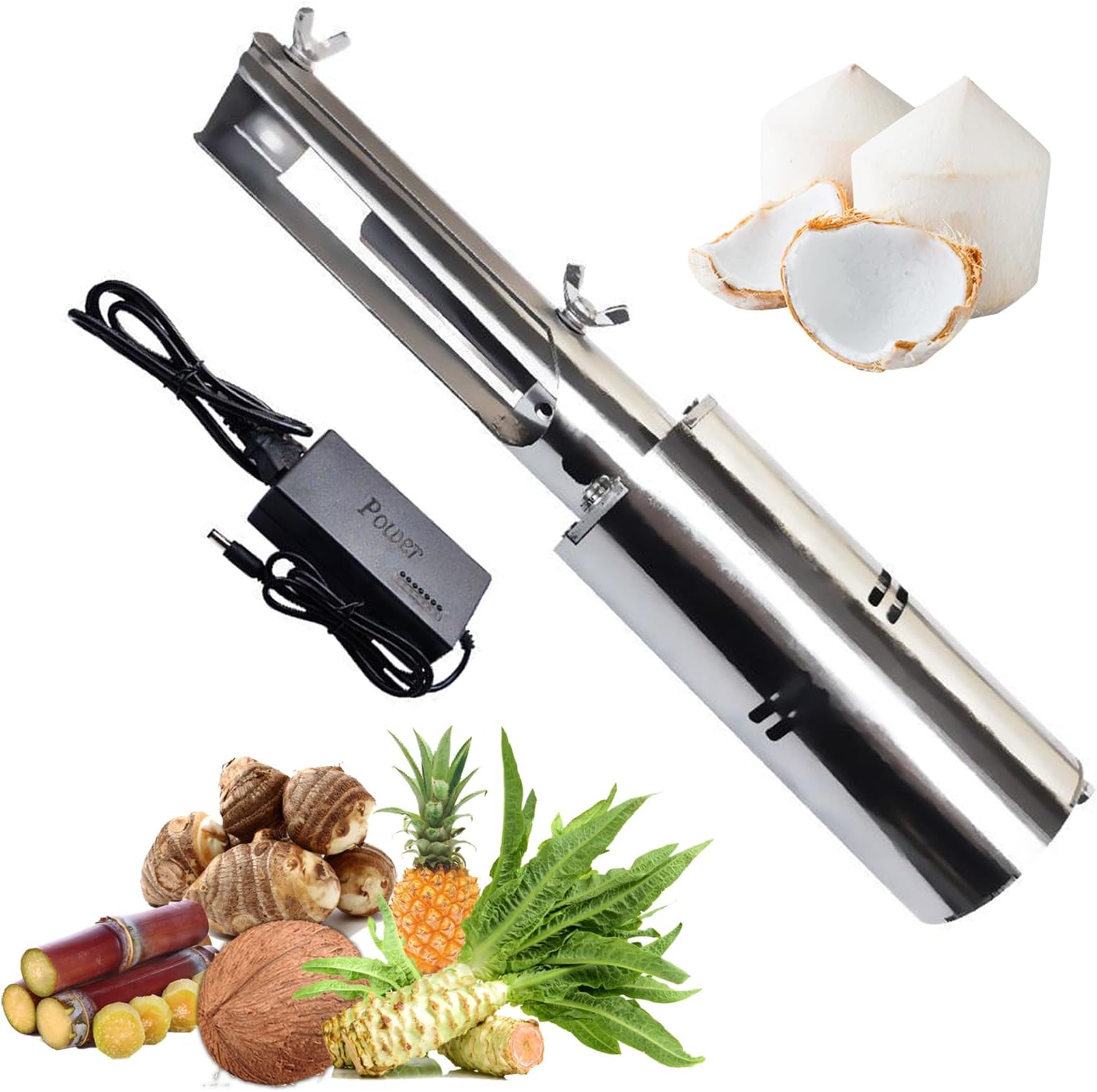 Electric Coconut Peeler and Sugarcane Scraper - Adjustable Thickness, 8-Hour Operation for Efficient Peeling of Pumpkin, Taro, and Pineapple