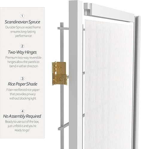 Miniatura 4 de Oriental Furniture Pantalla Shoji para ventana de 5 pies de alto color blanco 3 paneles