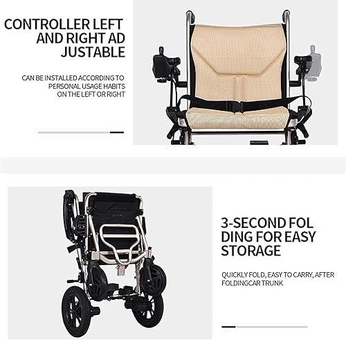 Miniatura 4 de NEOCHY Silla de ruedas portátil de moda, sillas de ruedas eléctricas para adultos, ligera, motorizada, plegable, de aluminio, 2 piezas, batería de