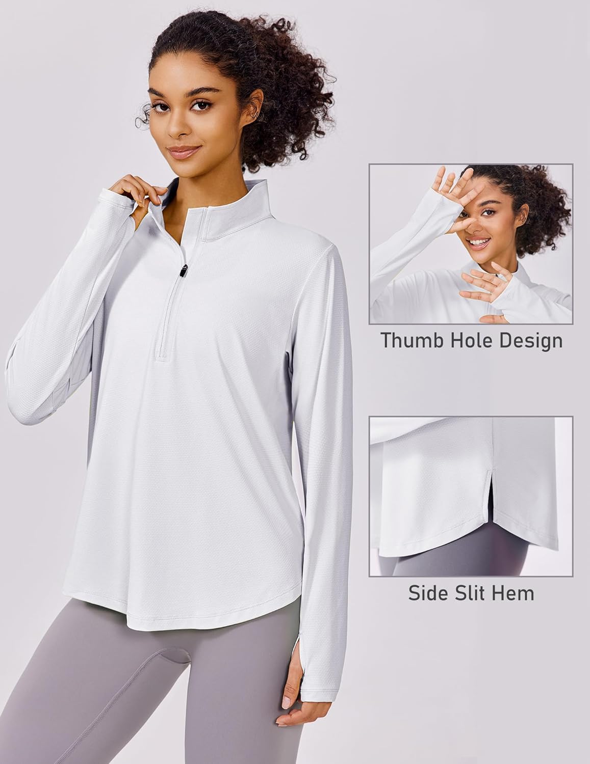 PINSPARK Long Sleeve Workout Tops for Women UPF 50+ Sun Protection Shirts Half Zip Quick Dry Athletic Running Hiking Golf - Image 4