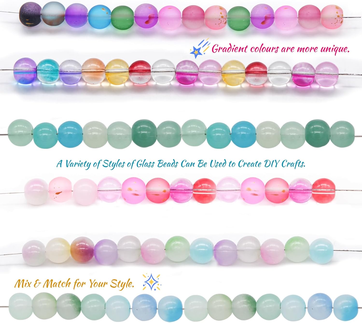 ​LET'S BEADING​ 8mm Round Glass Beads for Jewelry Making - ​2545PCS 96Colors Crystal Beads​ Bulk Crafting Kit with ​Jewelry Specer Beads​ & ​8mm Round Beads​ for DIY Bracelets, Necklaces, Adults - Image 8