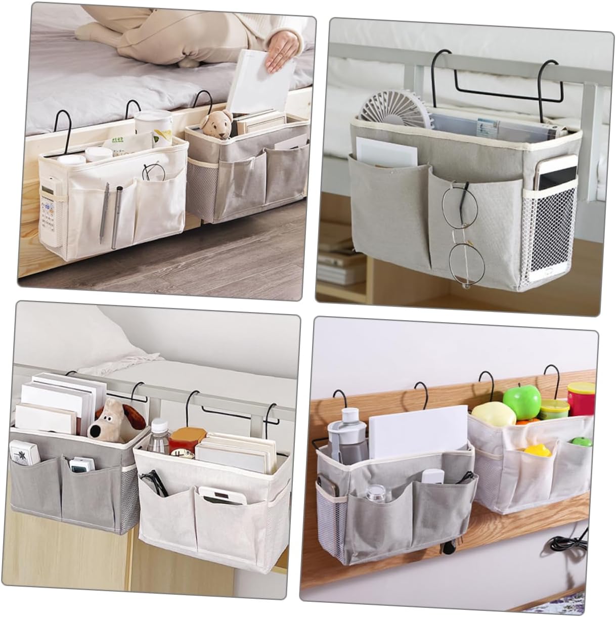 2pcs Hanging Storage Pouch Bedside Organizer Bedside Hanging Basket Wall Storage for Books Magazines Phone Dormitory