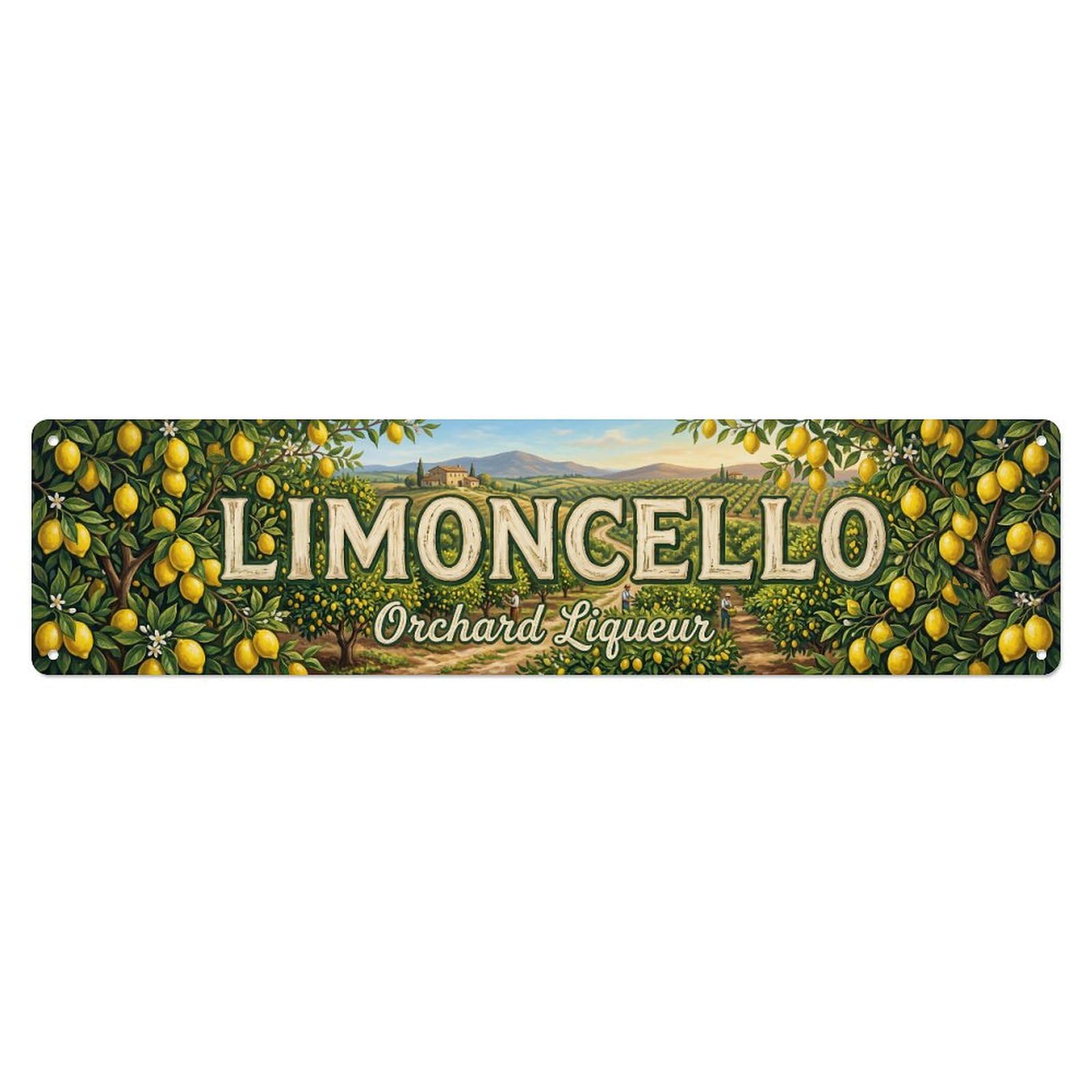 Limoncello Orchard Italian Liqueur Metal Tin Skinny Sign Plaque Wall Decor for Cafe, Club Bar, Office, Home Garden Metal Poster 4x16Inch