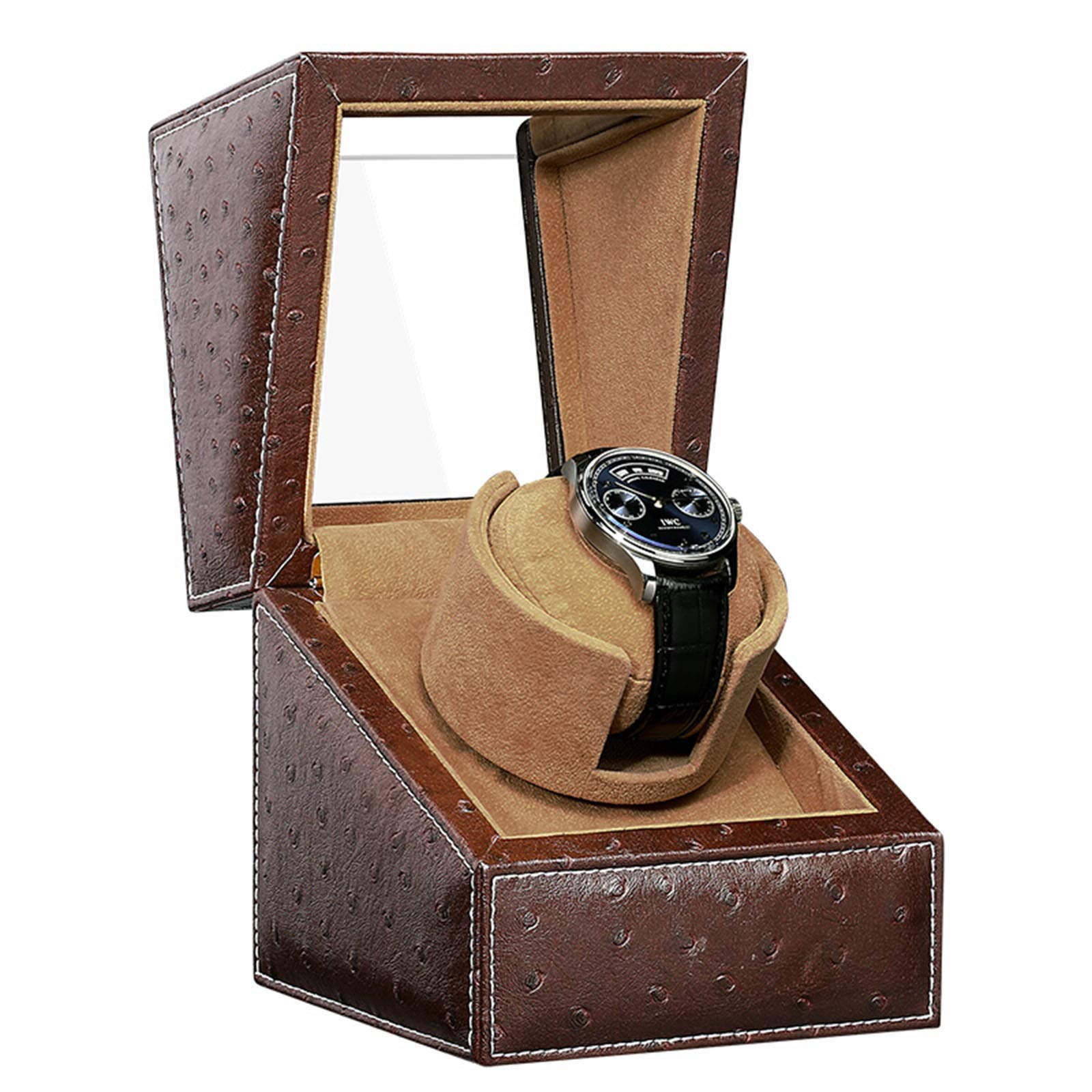 Watch Winder Single Watch Winder for Automatic Watches, with Super Quiet Motor, 5 Rotation Mode Setting, Flexible Plush Pillow for Universal Lady and Men's Gift