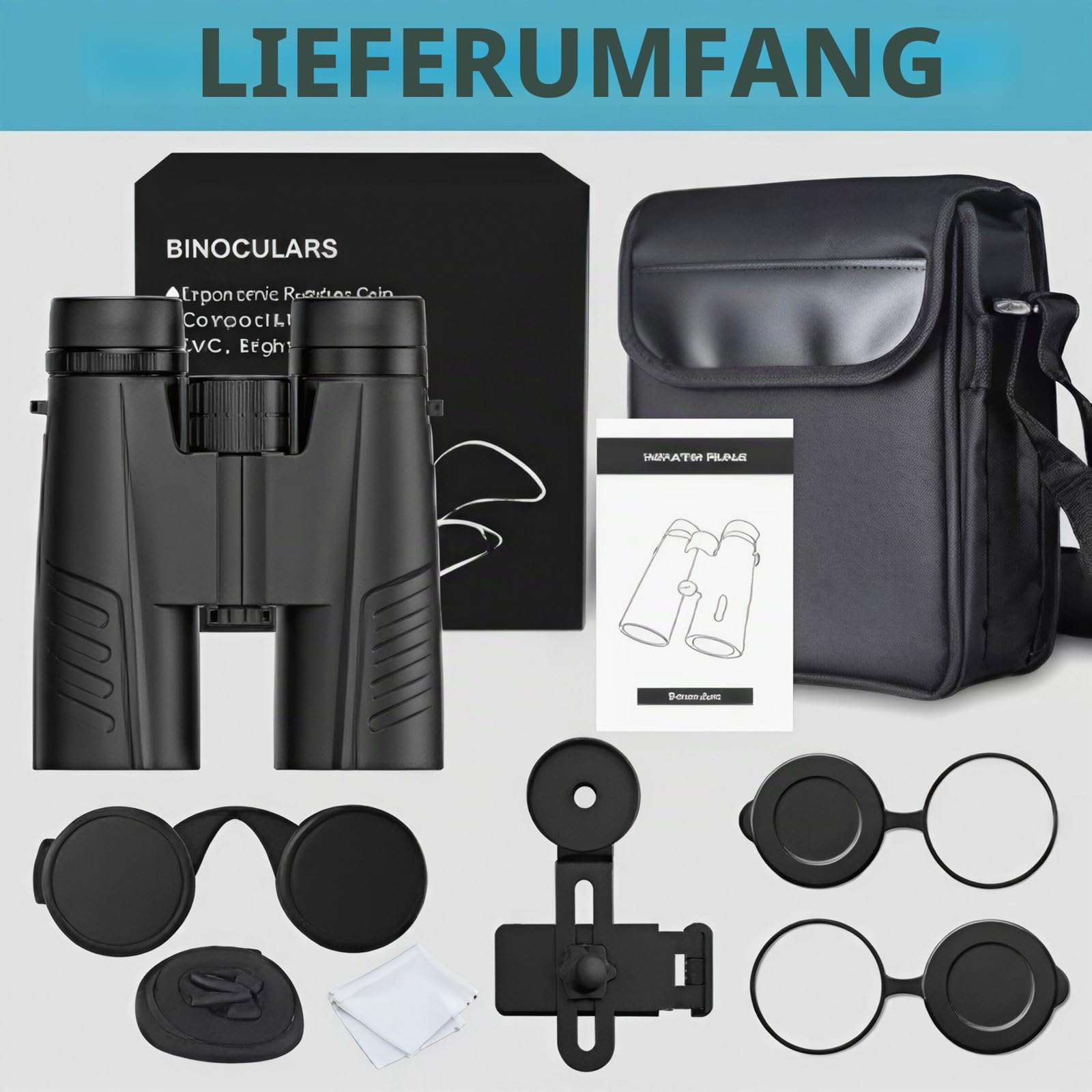 Fernglas 12x42, ferngläser für Erwachsene mit Heller und sauberer Sicht,BAK4 HD Prisma + FMC Objektiv, wasserdicht Binoculars für Vogelbeobachtung, ideal zum Wandern oder auf Reise
