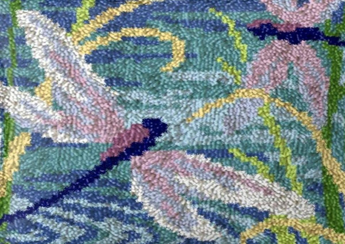 Generic Blue Dragonfly Latch Hook Rug Kit for Adults & Kids DIY Carpet Cushion with Printed Canvas Crochet Yarn Craft Hooking Tapestry for Home Floor Decoration Pets Warm Pads 52x38cm