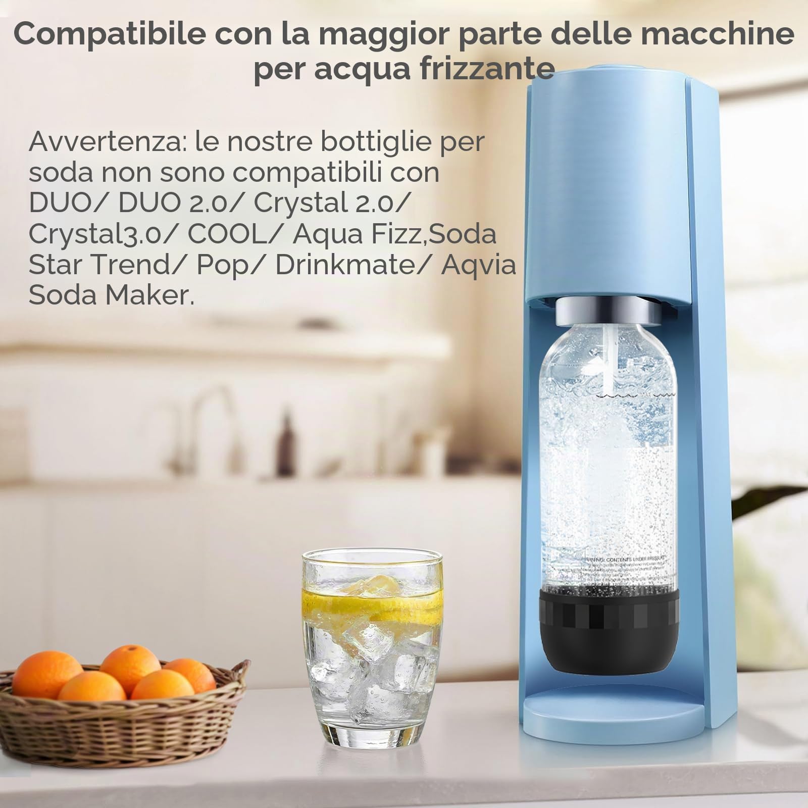 Bottiglie per Soda 1L, Confezione da 2, Senza BPA, PET, Riutilizzabili, 2x Nere, Compatibili con Macchine per Soda e Acqua Frizzante