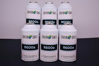 ENVIRO-SAFE R600a Refrigerant - 6 cans - 6oz Inverted Piercing Style Top for HVAC & Refrigeration Use | 99.7% Purity | EPA Approved Hydrocarbon