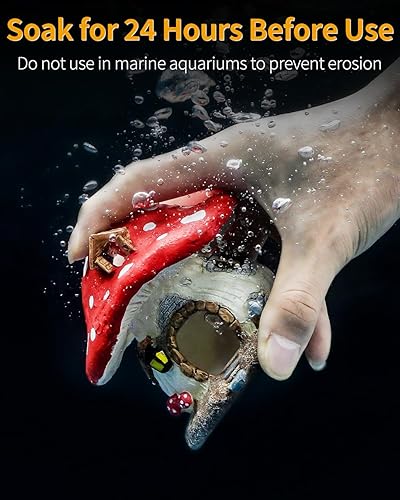 Miniatura 6 de Uniclife Casa de hongos para acuario, decoración de pecera de resina, adorno de cabaña para pecera, paisaje, acuario, escondite, escondite,