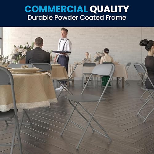 Vista 358 de Flash Furniture Hercules - Silla plegable comercial grande y alta, extraancha, capacidad de 650 libras de plástico duradero, color negro, paquete