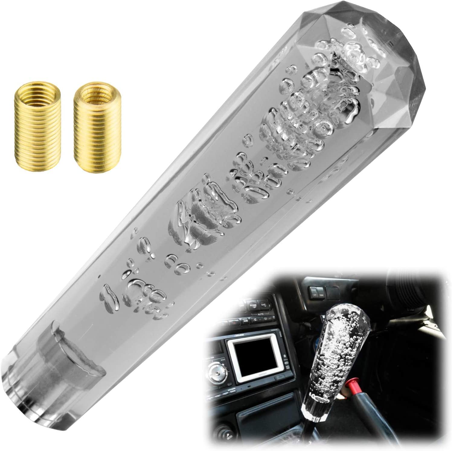 CLOUDSALE Gear Stick Knobs Crystal Car Manual Crystal Transparent