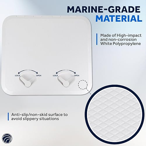 Miniatura 4 de Five Oceans Escotilla de barco, escotilla de acceso marino, tapas de escotilla de barco, sistema de bloqueo de mango empotrado, 20-38 pulgadas x