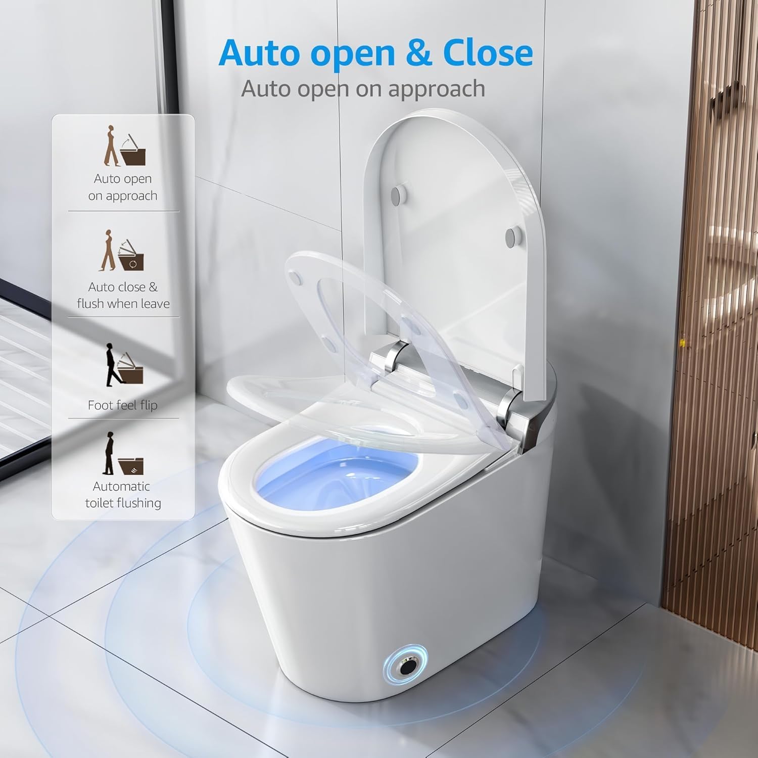 Loniko G7Pro Smart Toilet auto open and close lid with foot sensor