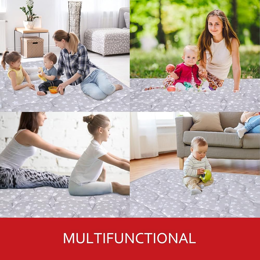 Baby Play Mat 50" X 50" Playpen Mat Fit for Hiaksedt and Orian Baby Playpen, One-Piece Crawling Mat Non Slip Padded Kids Playmat for Floor 50x50 Inches