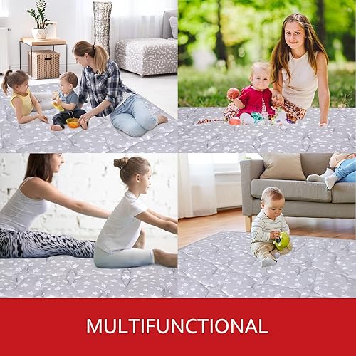 Miniatura 6 de Tapete para corralito para bebé de 59 x 59 pulgadas, tapete de una pieza antideslizante acolchado para bebé para jugar 59 x 59 pulgadas, tapete de