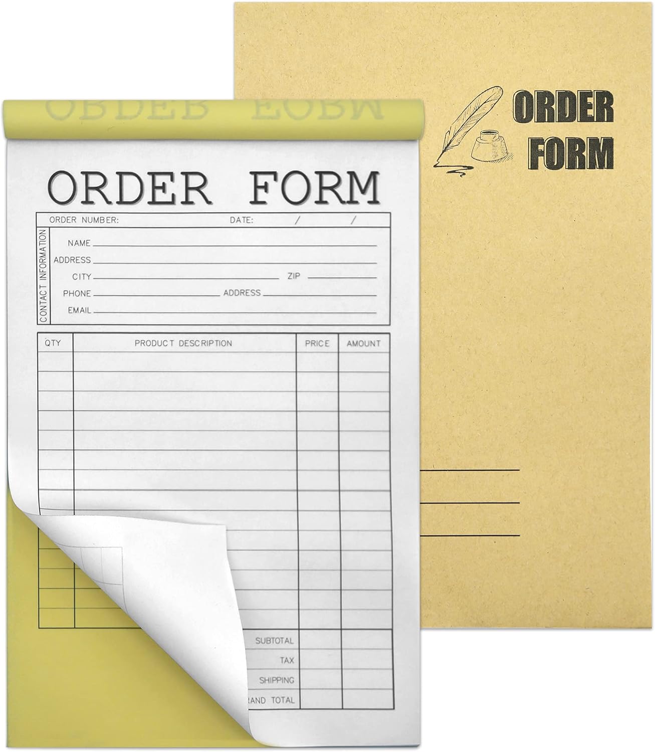 Lesnala 2-Part Carbonless Order Form Pads 2 pcs,50 sets each,White/Yellow14x21cm（ 5.5 x 8.26 in） Which Can Use in Store,warehouse,office,restaurant and so on as Sign receipt,Sale Form,Invoice Purchase