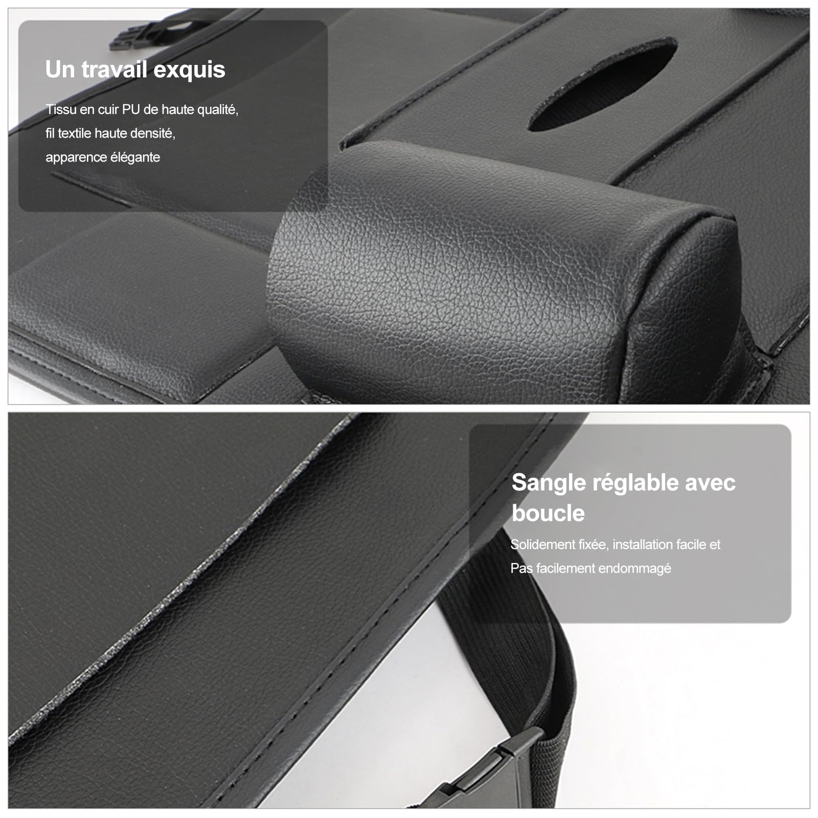 Ergocar 2 Packs organisateurs de Voiture en Cuir PU, Housse de Protection de siège arrière, Organisateur de siège arrière de Voiture Kick Mat avec 10.1 "Support pour iPad/Tablette - Noir