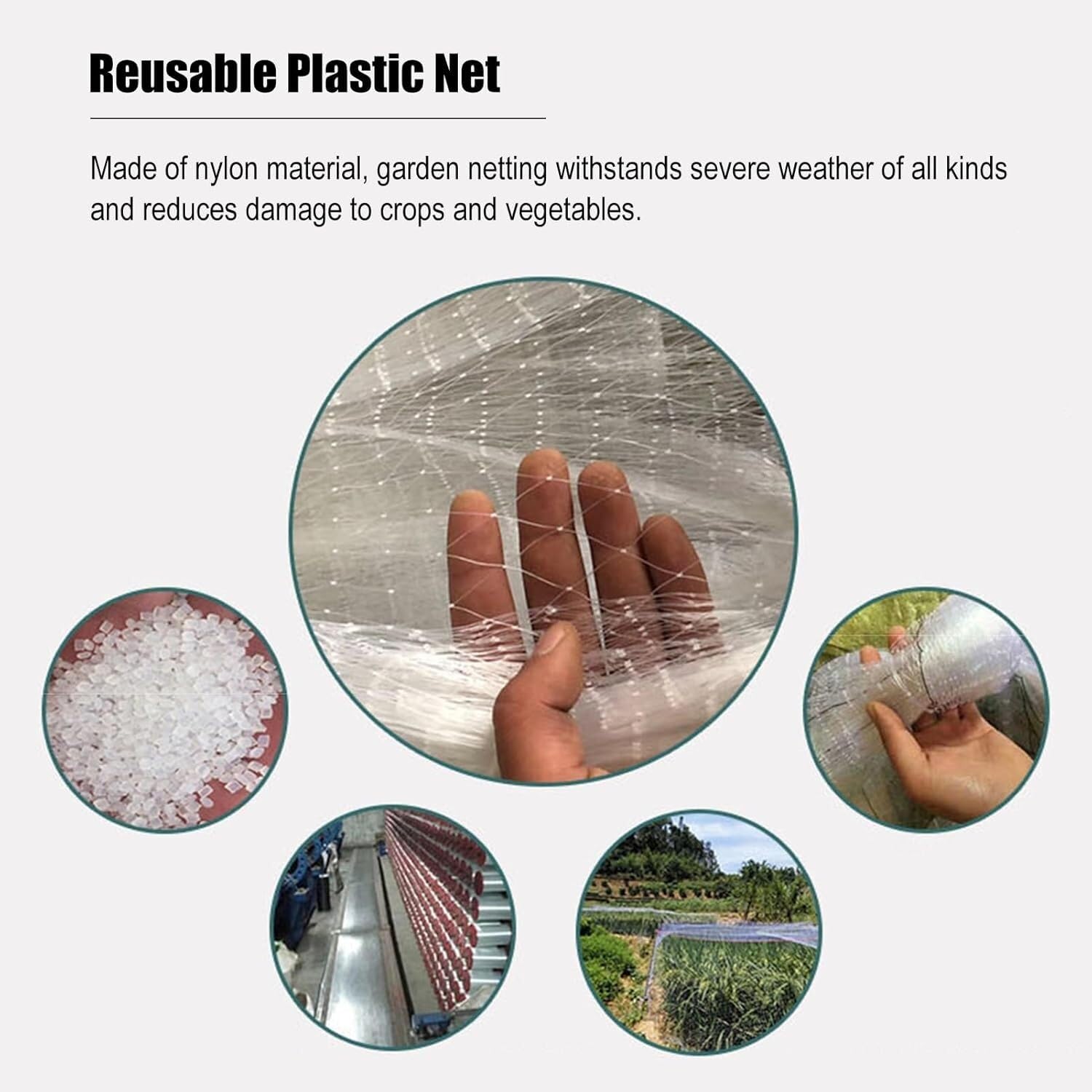 Rete da giardino (rete commerciale for uccelli for piante/alberi frutto/fragole) recinzione in plastica resistente bianca barriera for animali(7x7m/23x23ft)