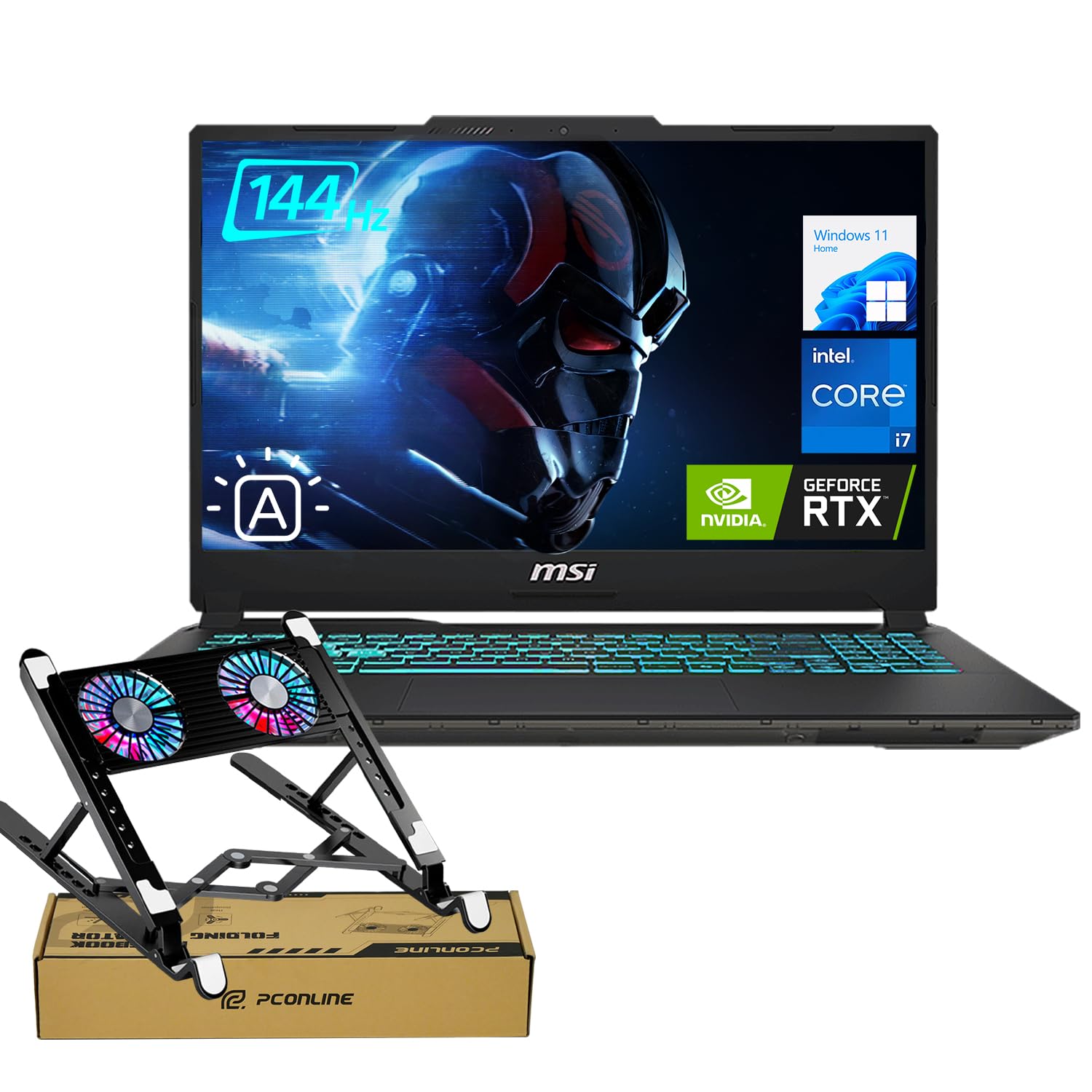 MSI Cyborg 15.6 VR-Ready Gaming Laptop, 15.6 FHD 144Hz, Intel i7-13620H, NVIDIA GeForce RTX 4050, 64GB DDR5 RAM, 2TB SSD, RGB Backlit Keyboard, Bundle with PCO Notebook Folding Radiator, Laptop Cooler