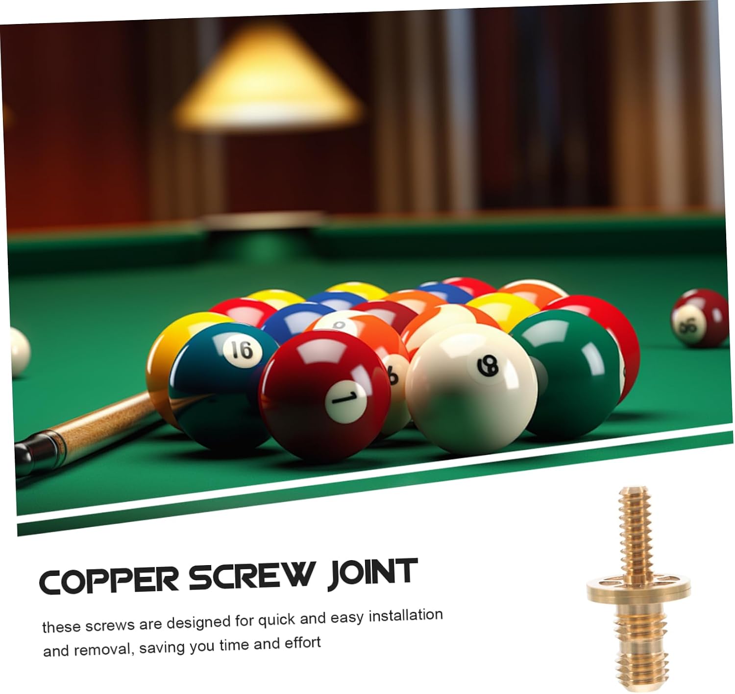 LIOOBO Pool Cue Extension Screw Copper Joint Connector for Billiard Cues Sturdy 3/4 Inch Repair Parts Compatible Snooker and Pool Sticks for Billiards Enthusiasts