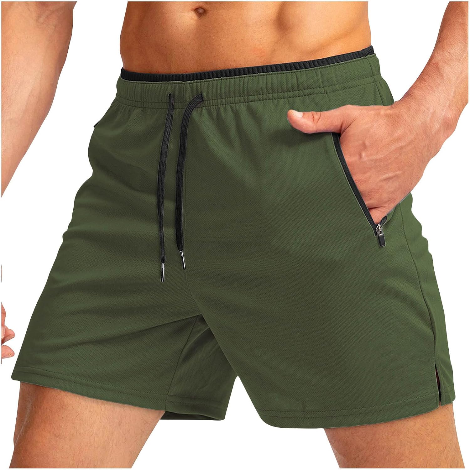 Mens Athletic Running Shorts with Zipper Pocket Gym Workout Lightweght Shorts for Basketball Tennis Hiking