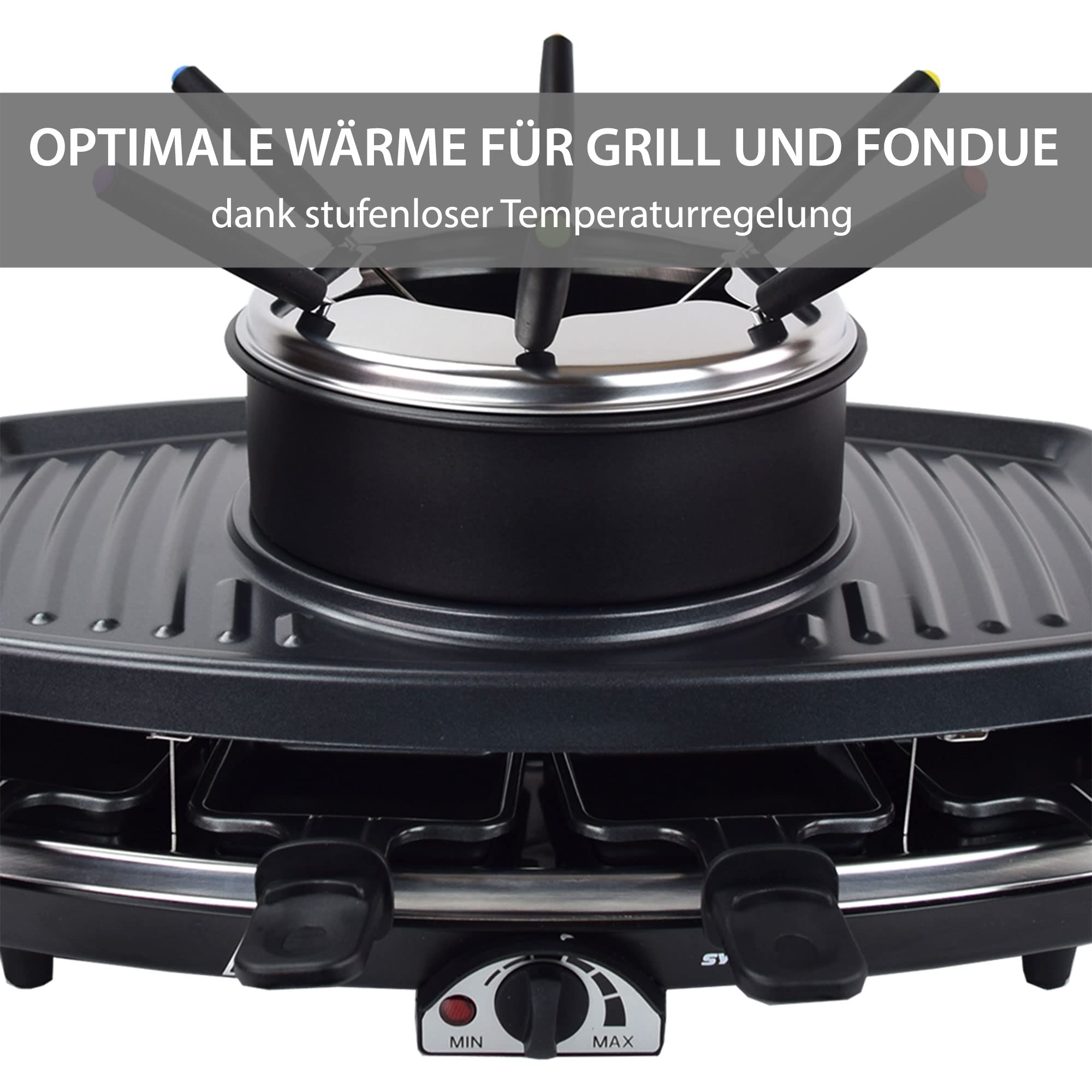 Syntrox Germany Freiburg 3 in 1 Raclette-Grill-Fondue-für 8 Personen