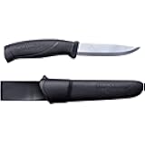 Companion Stainless Steel Fixed-Blade Knife with Sheath, 4.1 Inch,Black