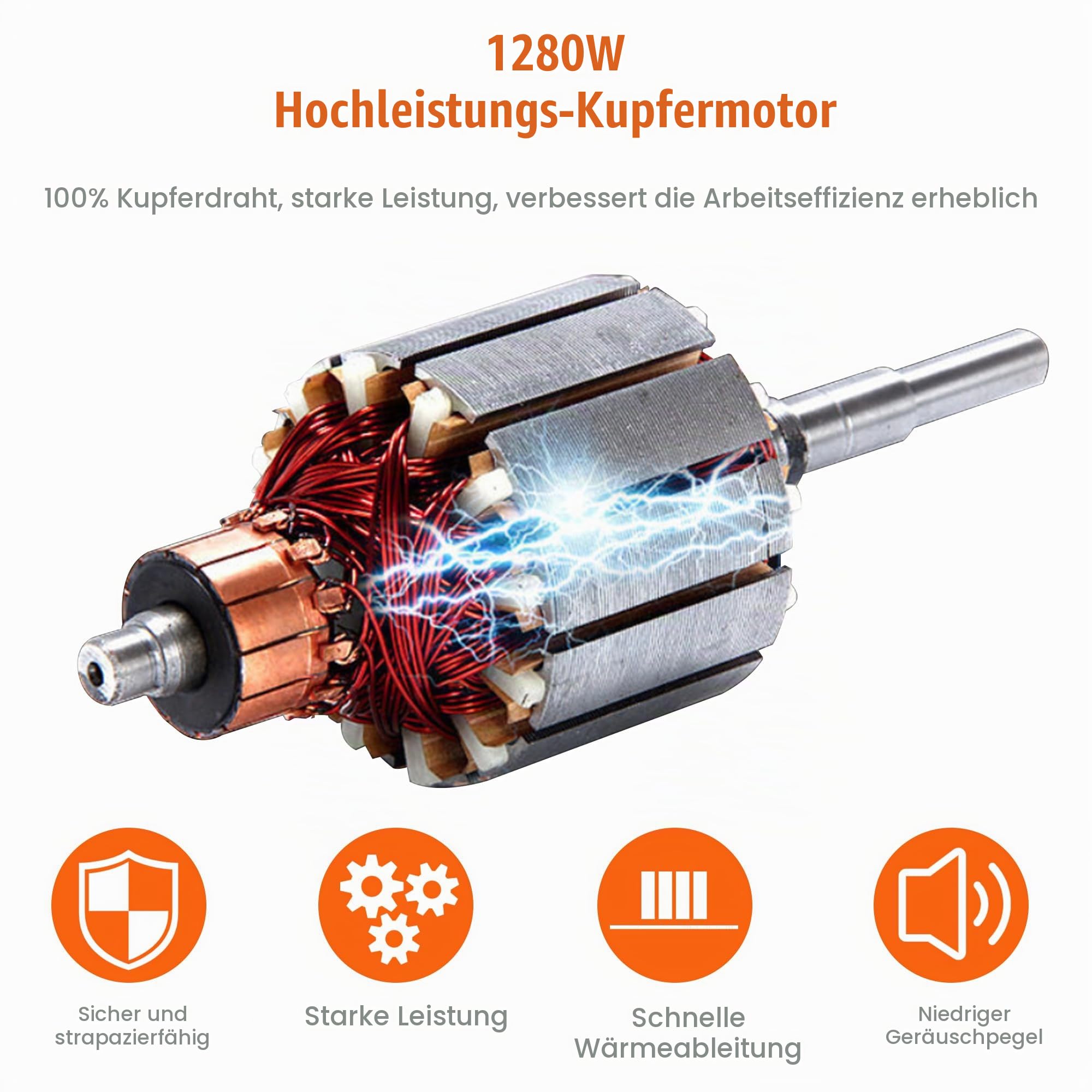 Hanchen Elektrischer Betonrüttler 1280W Flaschenrüttler Profi Industiraler Betonvibrator zum Einführen in nassen Beton | 1,5m Schlauch, Φ 35mm