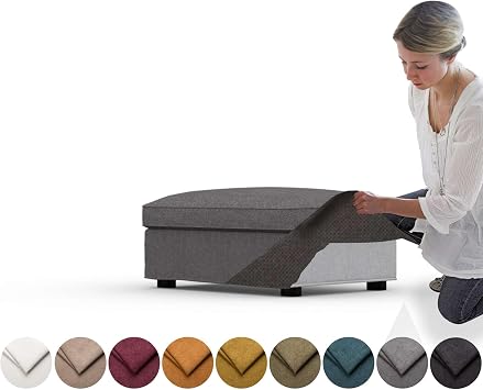 Cover for Kivik Footstool, Replacement Slipcover, Heavy Duty 2 pcs Cover, Soft Durable Washable Fabric, Easy to Clean & Replace Crown - Dark Grey