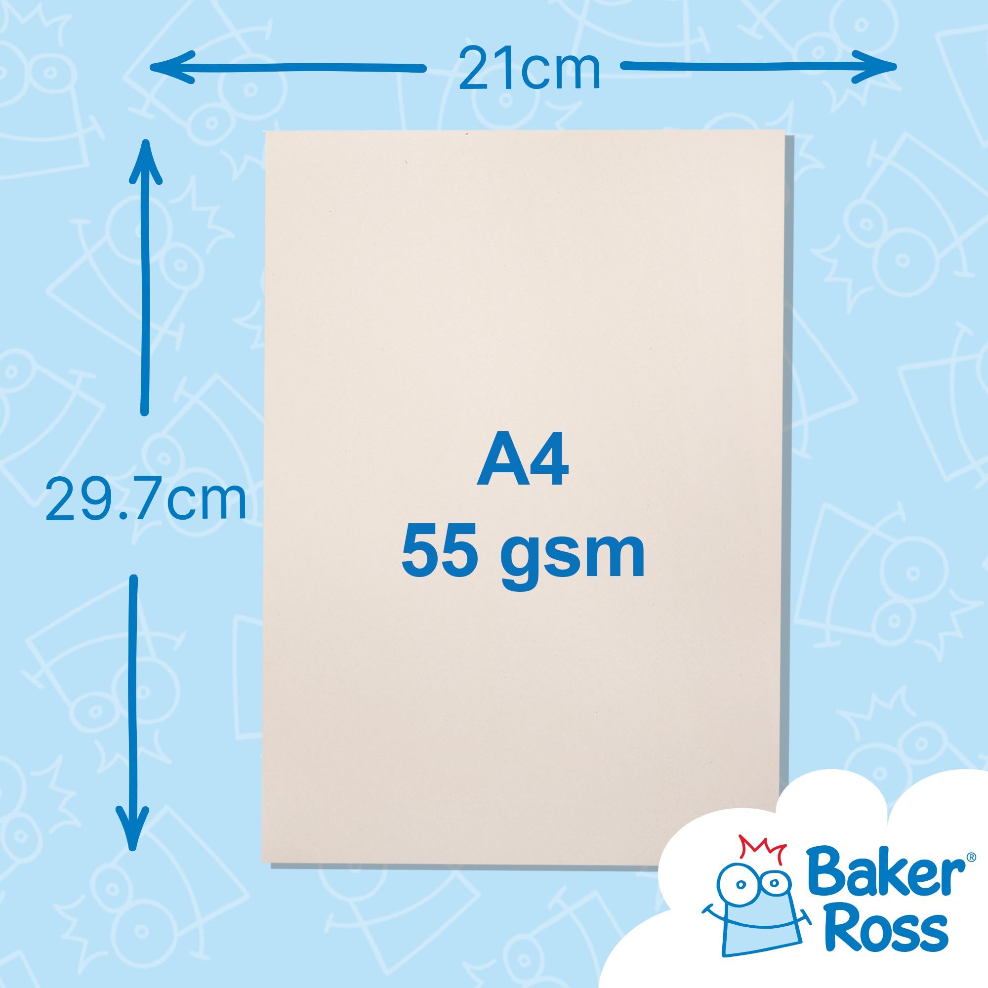 Amazon.com: Baker Ross FX842 A4 Newsprint Paper Pack - Pack of 200