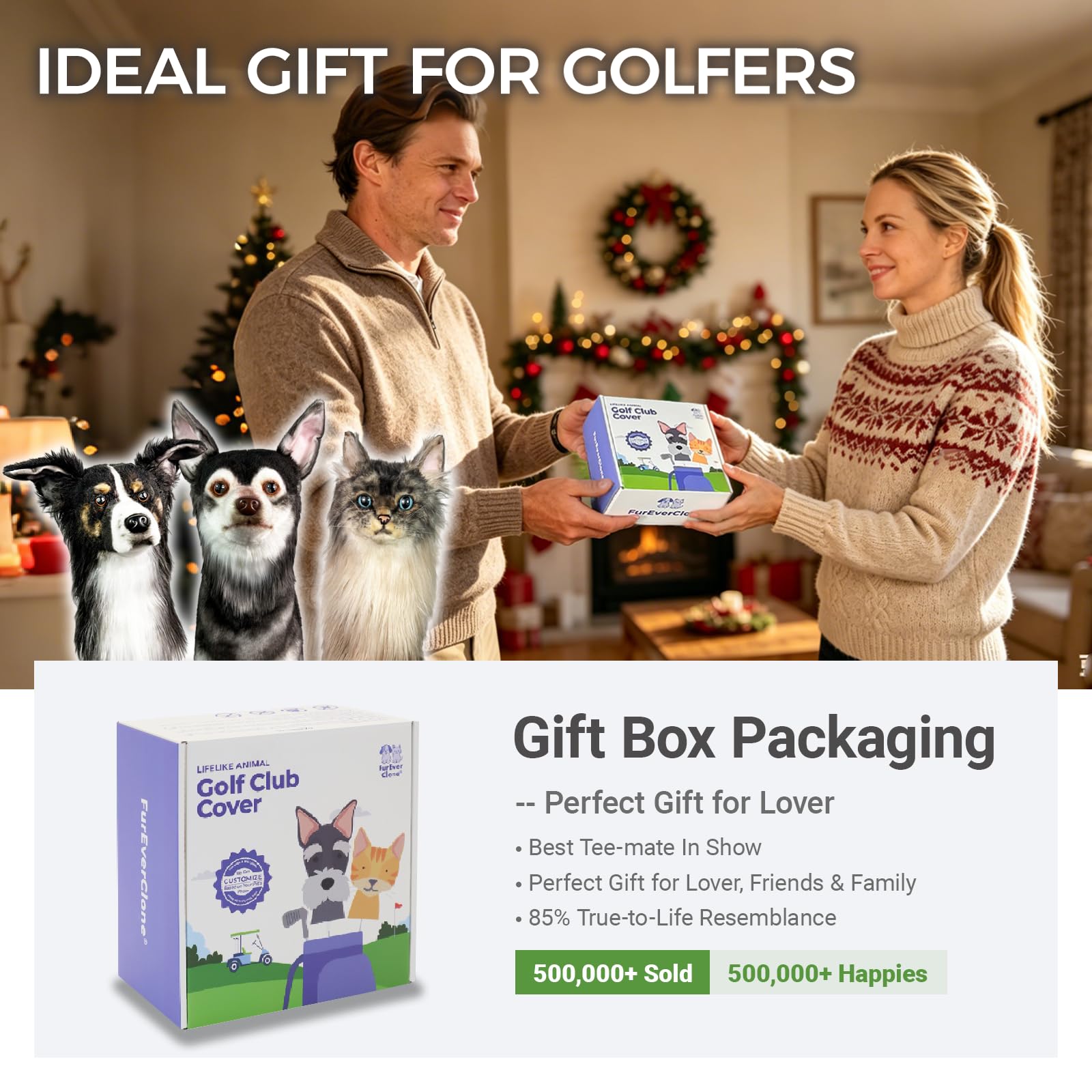 Copri Teste Personalizzati Per Mazze Da Golf - Coperchi Per Driver a Forma di Testa di Cane, Compatibili Con Legni 3 e Legni 5