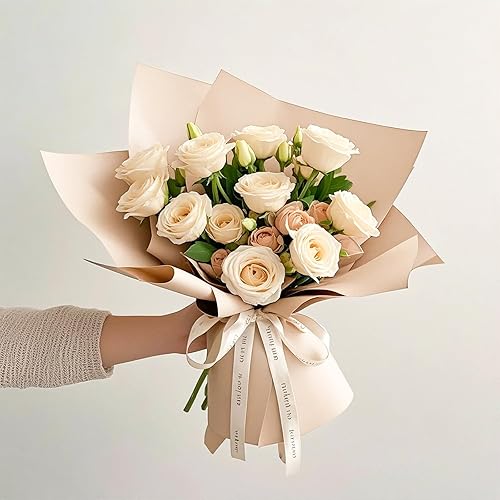 Miniatura 4 de RUSPEPA 20 hojas de papel de regalo de flores, papel de regalo de ramo floral impermeable, embalaje de suministros de floristería para cumpleaños,
