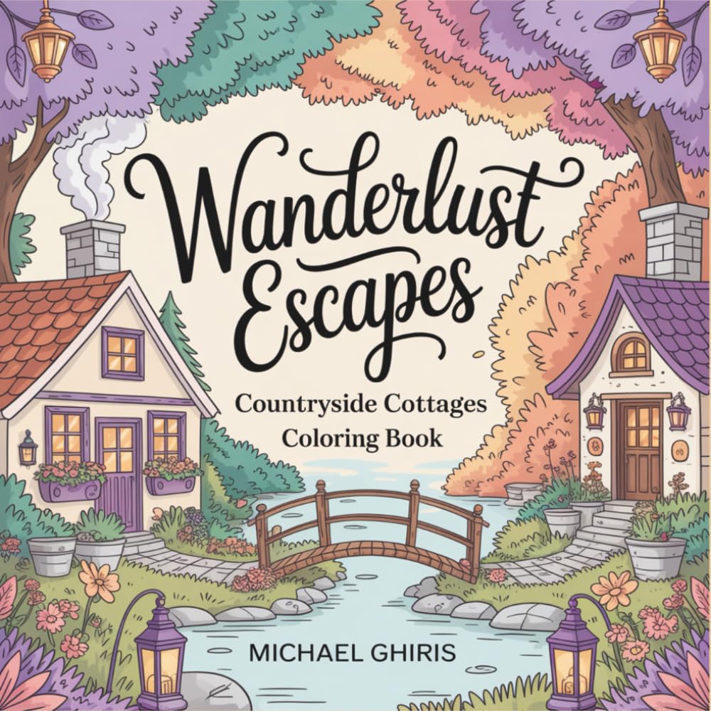 Wanderlust Escapes: Countryside Cottages Coloring Book - Serene Country Scenes with Cozy Cottages, English Gardens & Peaceful Retreats