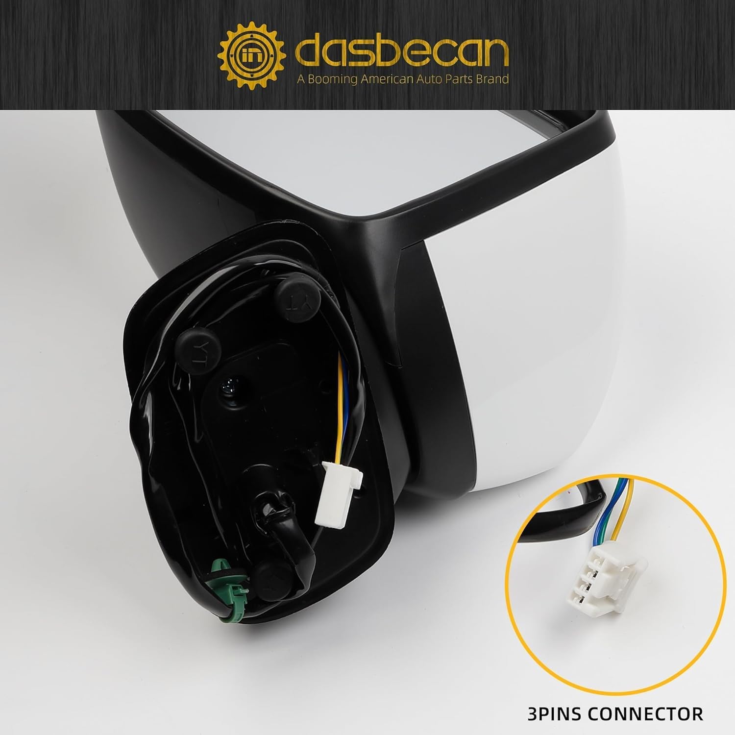 Dasbecan Driver Side Mirror Compatible with 2015-2020 Honda Fit Jazz Non-heated Manual Fold Power Glass Left Mirror White Replaces HO1320332(3PINS)