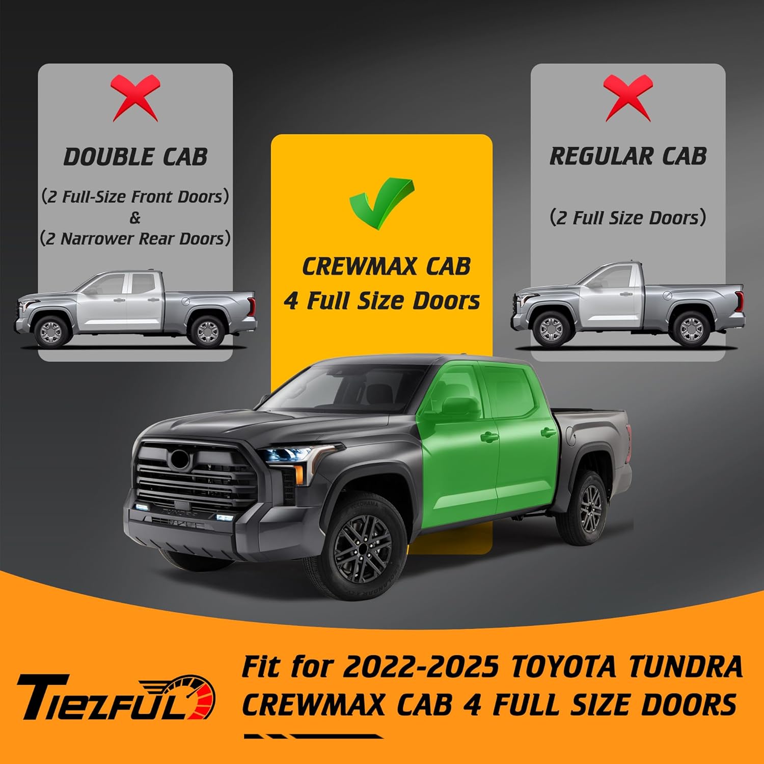 Running Boards Fit for Toyota Tundra Crewmax Cab 2022 2023 2024 2025 2026 Textured Non-Slip Drop Down Side Steps Red Nerf Bars Rock Rails Silders