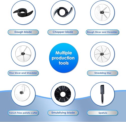 Miniatura 4 de Davivy Procesador de alimentos de 16 tazas, 9 en 1, multifunción, 3.8 L, para rallar queso, picar, emulsionar, triturar, rebanar, masar para uso