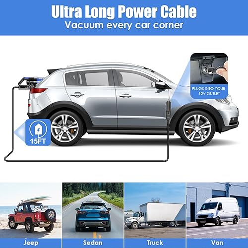 Miniatura 7 de Viewsun Kit de limpieza para automóvil, kit de detalles para interiores de automóvil con aspiradora de mano de alta potencia, juego de cepillos para