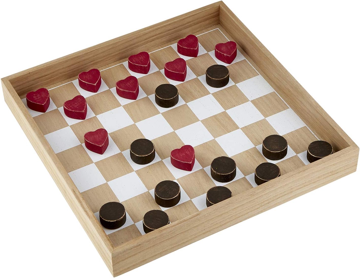 Creative Brands Games - Wooden Tabletop Game for Home Entertainment or Family Game Night Wooden Game Set by The Heartfelt Collection, 13.5 x 13.5-Inch, Checkers