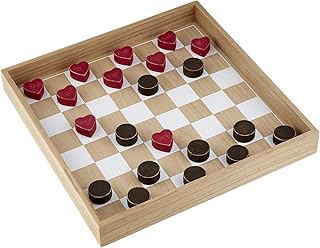 Creative Brands Games - Wooden Tabletop Game for Home Entertainment or Family Game Night Wooden Game Set by The Heartfelt Collection, 13.5 x 13.5-Inch, Checkers